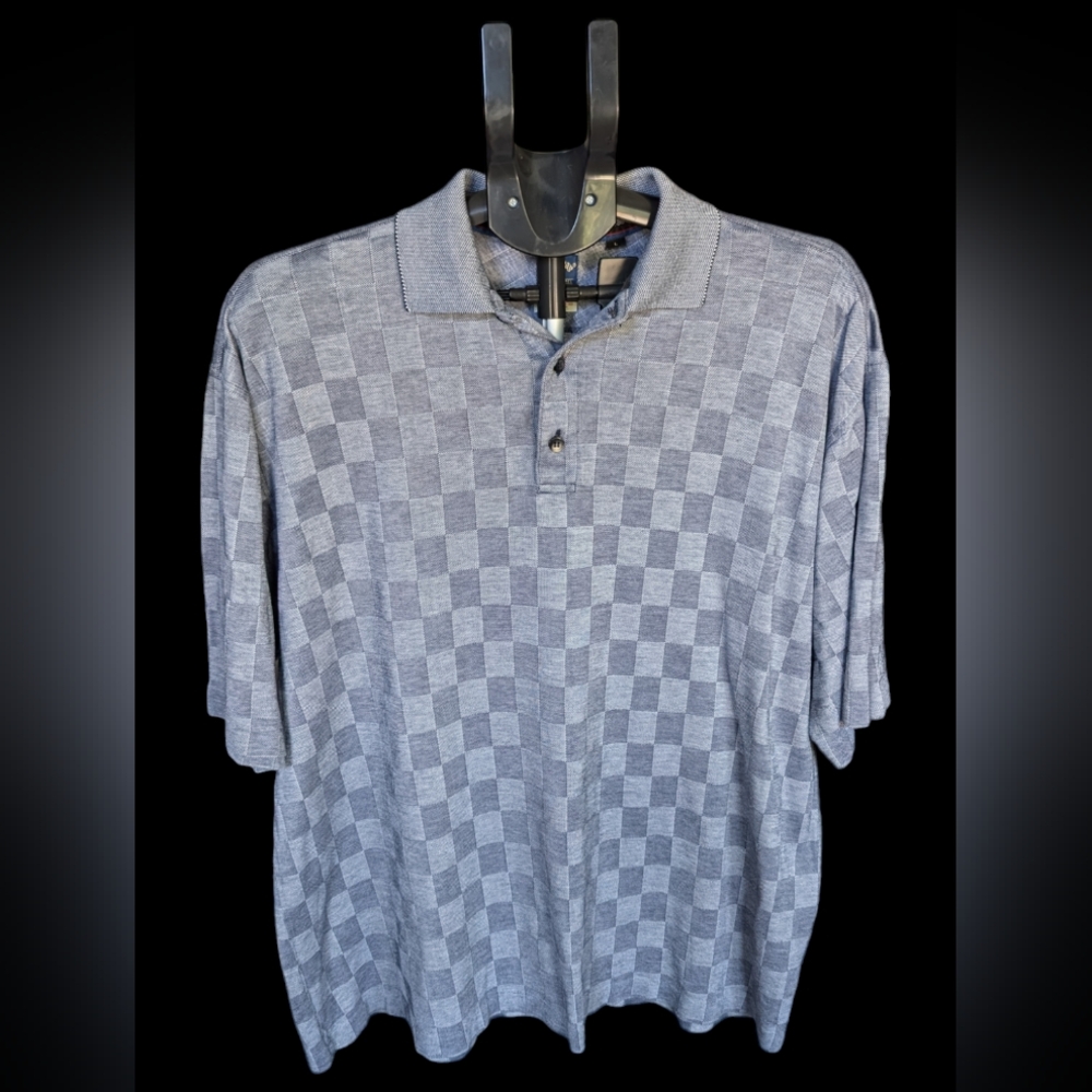 Callaway Golf Shirt Men's L By Nordstrom Short Sleeve 80's Two Ply Black Blue